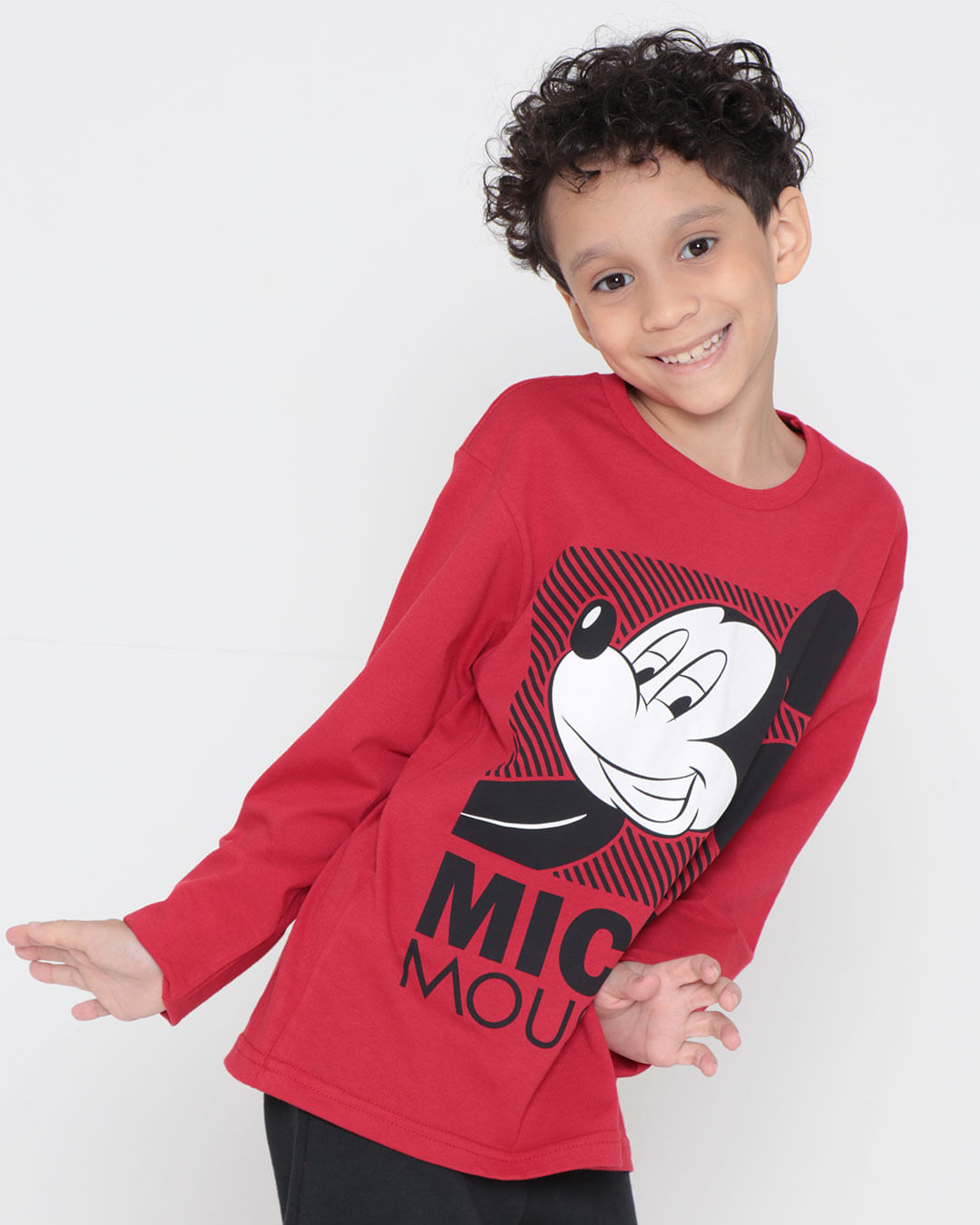 Camiseta-Infantil-Manga-Longa-Disney-Mickey-Mouse-Vermelha