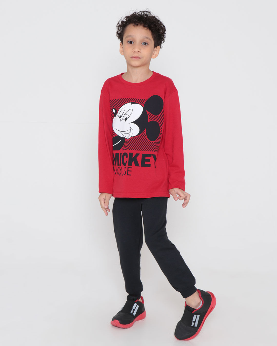 Camiseta-Infantil-Manga-Longa-Disney-Mickey-Mouse-Vermelha