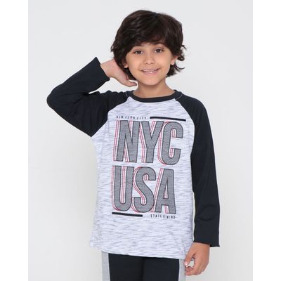 Camiseta-Infantil-Manga-Longa-New-York-Cinza-Claro