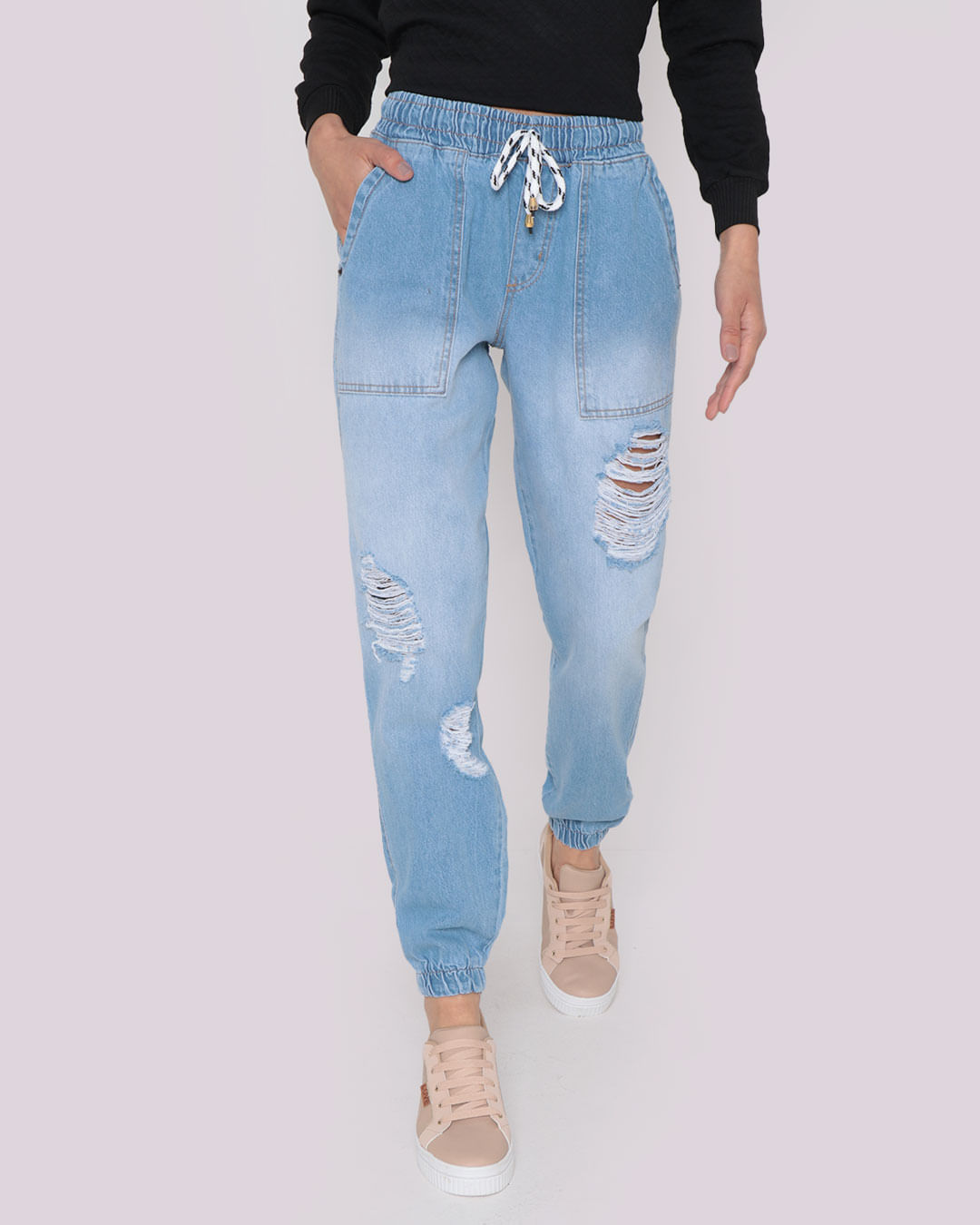 Calca-Jeans-Feminina-Destroyed-Jogger-Azul