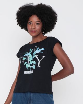 Blusa-Feminina-Manga-Curta-Estampa-Fly-High-Preta