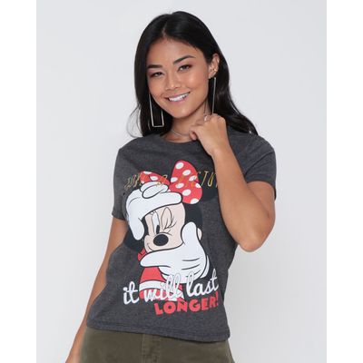 Camiseta-Feminina-Disney-Minnie-Cinza-