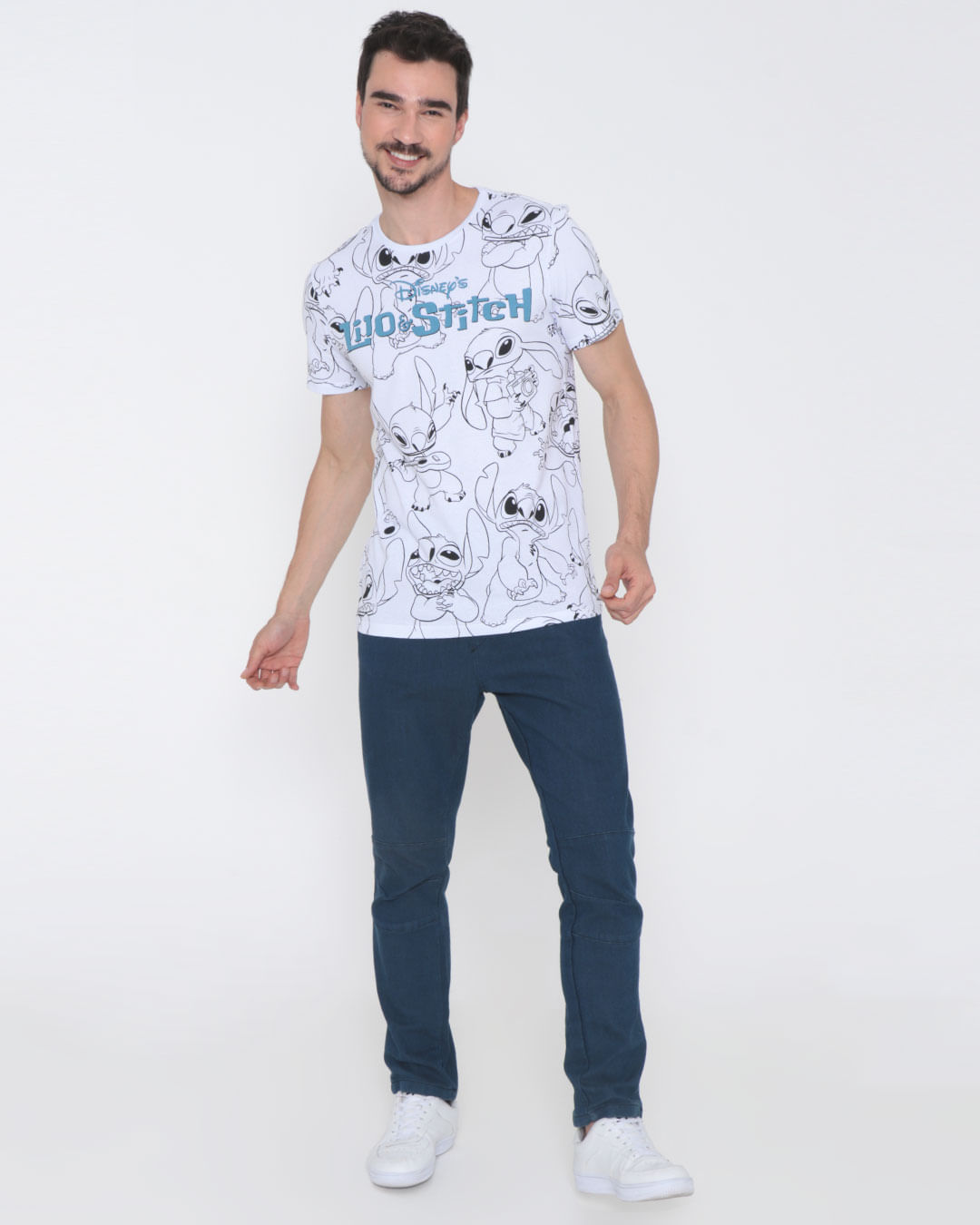 Camiseta-Masculina-Disney-Stitch-Branca