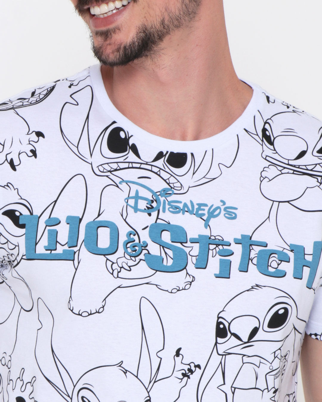 Camiseta-Masculina-Disney-Stitch-Branca