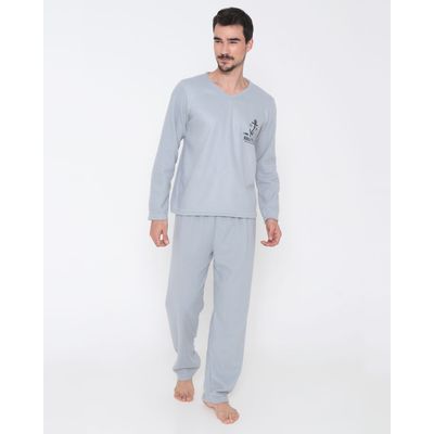 Pijama-Masculino-Gola-V-Soft-Cinza-Claro