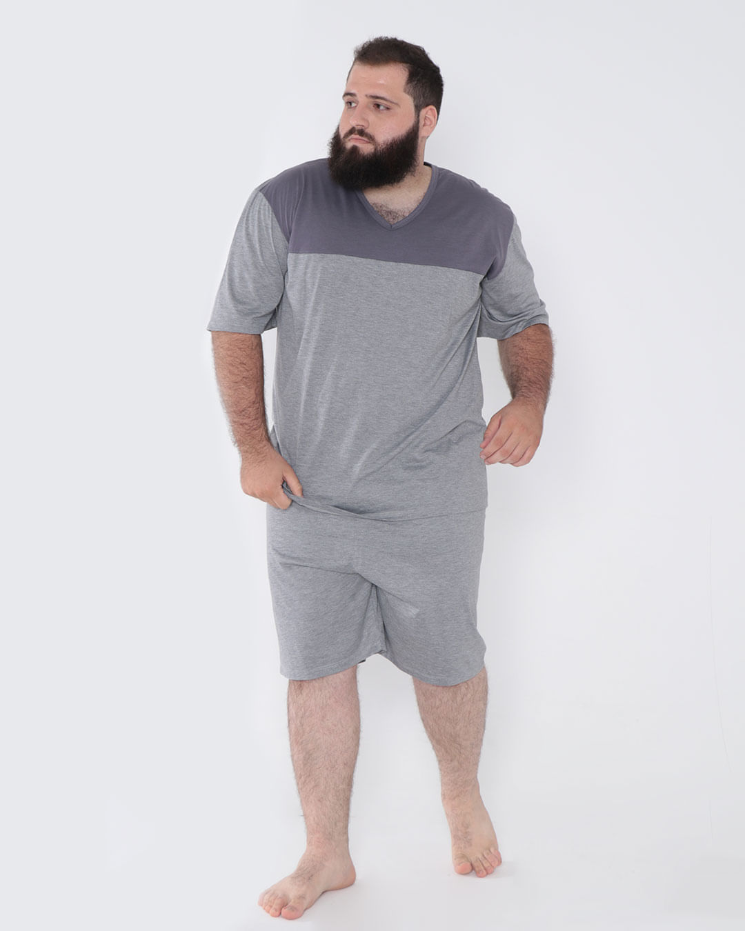 Pijama-Masculino-Plus-Size-Recortes-Mescla-Claro