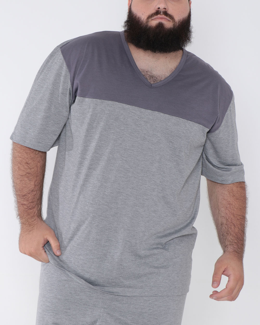 Pijama-Masculino-Plus-Size-Recortes-Mescla-Claro