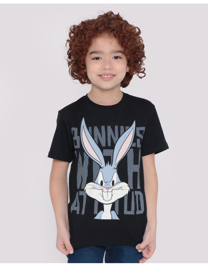 Camiseta-Infantil-Looney-Tunes-Pernalonga-Preta