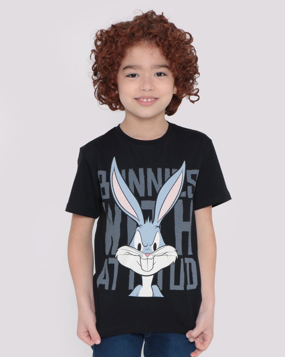 Camiseta-Infantil-Looney-Tunes-Pernalonga-Preta