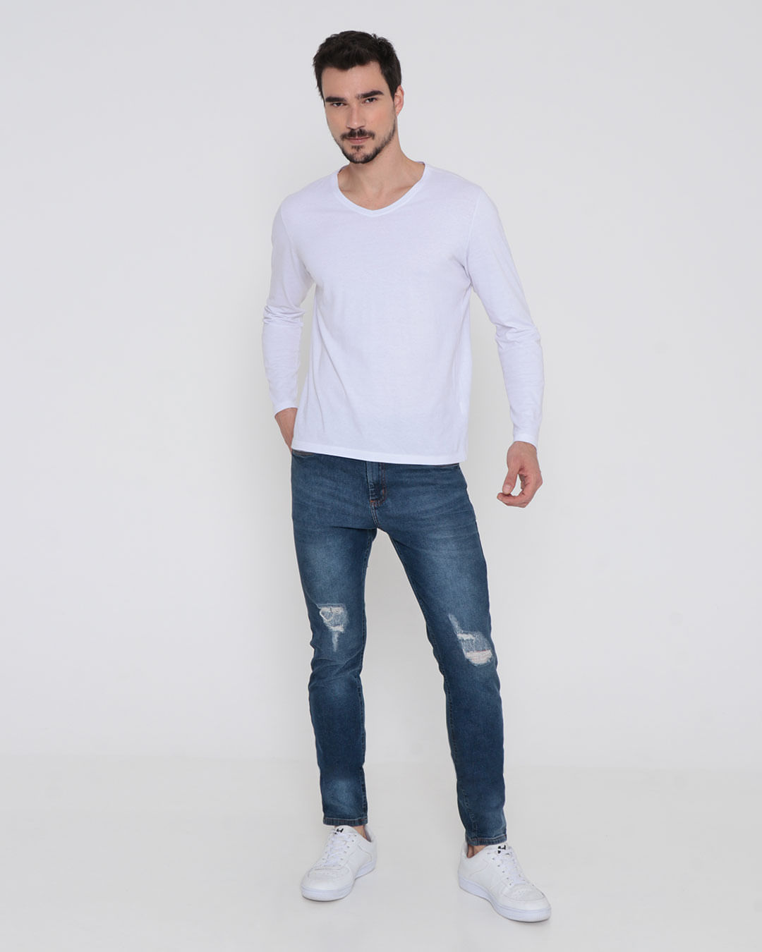 Calca-Jeans-Masculina-Destroyed-Slim-Azul-Medio