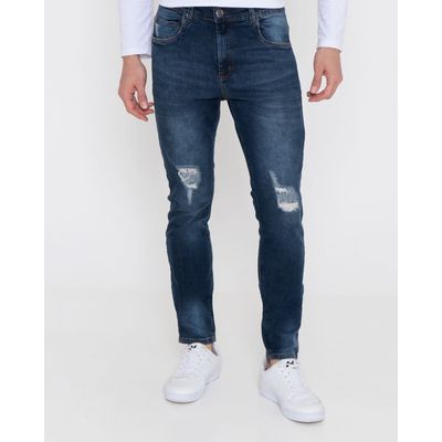 Calca-Jeans-Masculina-Destroyed-Slim-Azul-Medio