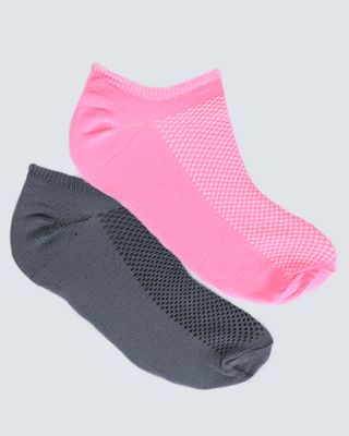 Kit-Meia-Feminina-Invisivel-2-Pares-Fitter-Rosa-Neon-E-Cinza