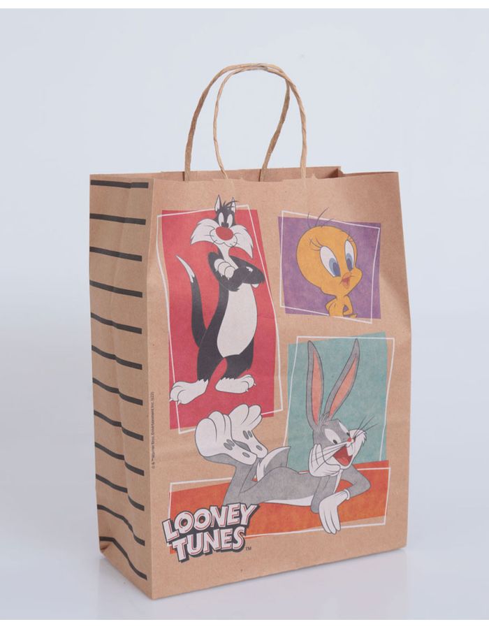 Sacola-Embalagem-Para-Presente-Looney-Tunes-Kraft-Colors-Marrom-Claro