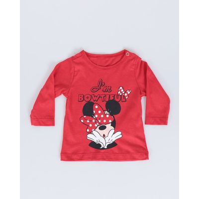 Camiseta-Bebe--Manga-Longa-Disney-Minnie-Mouse-Vermelha