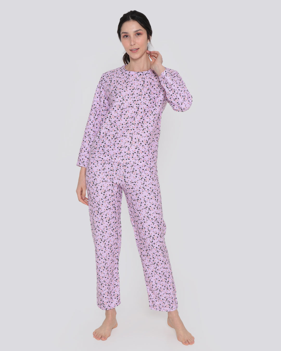 Pijama-Feminino-Soft-Longo-Estampa-Flores-Rosa