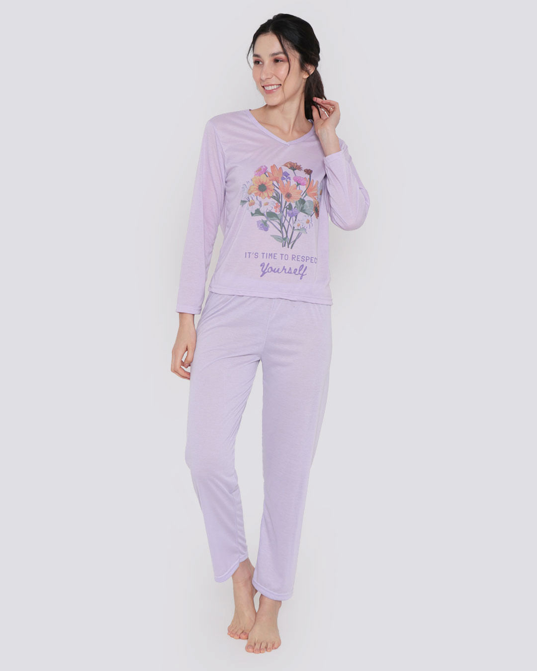 Pijama-Feminino-Longo-Estampa-Flores-Lilas