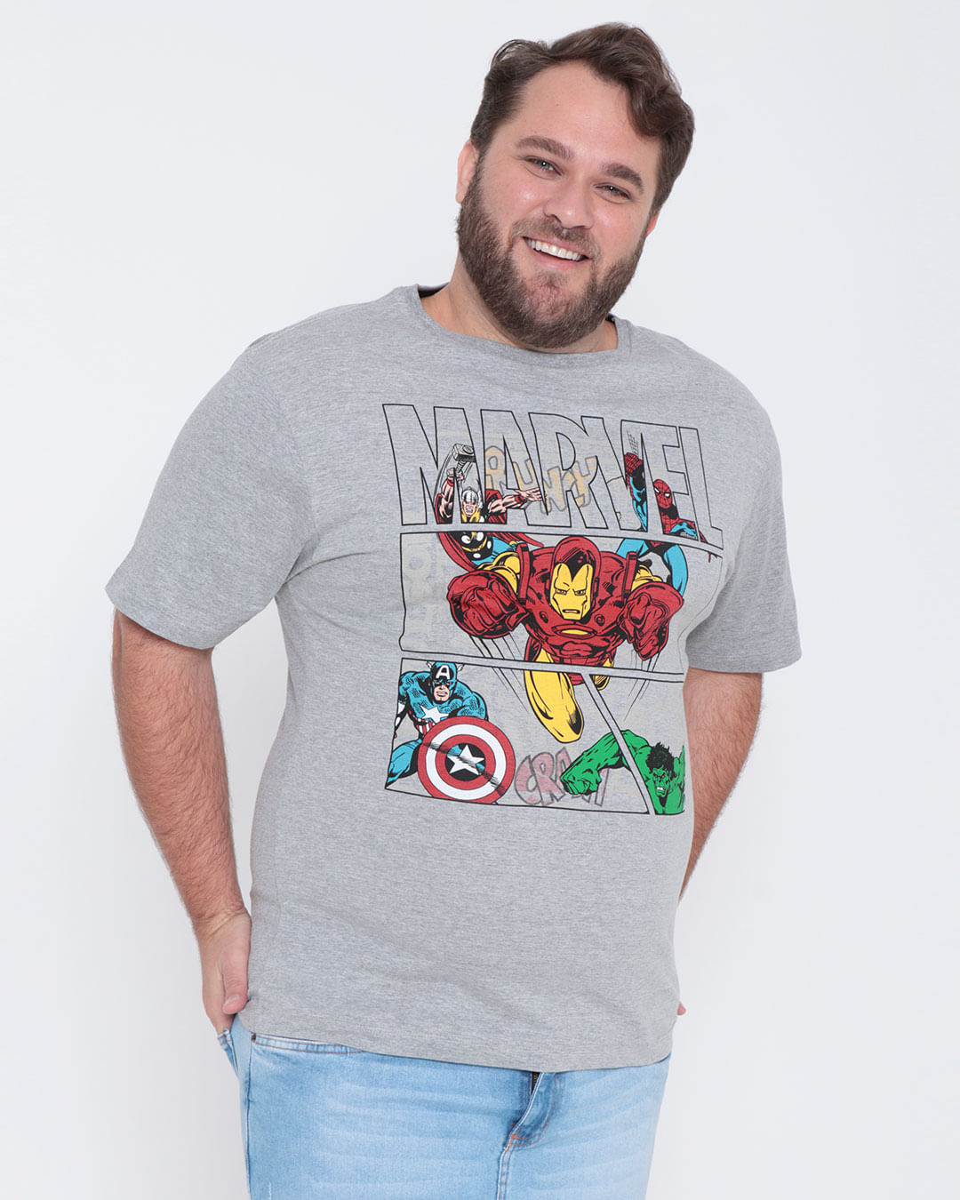 Camiseta-Plus-Size-Estampa--Marvel-Cinza--