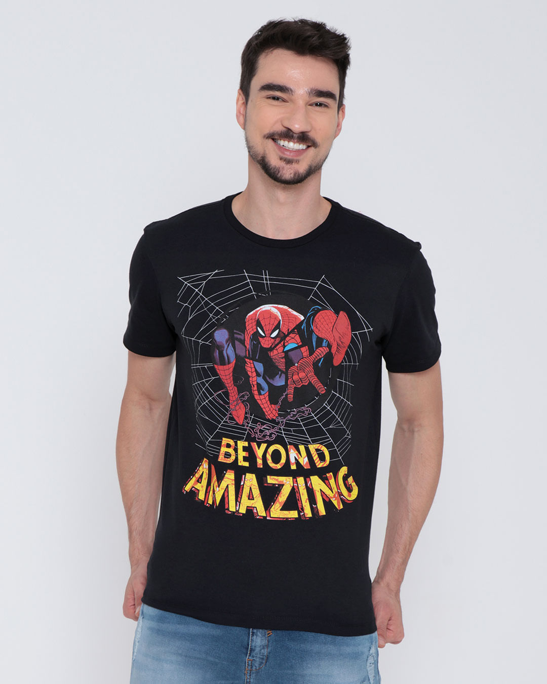 Camiseta-Masculina-Marvel-Homem-Aranha-Preta