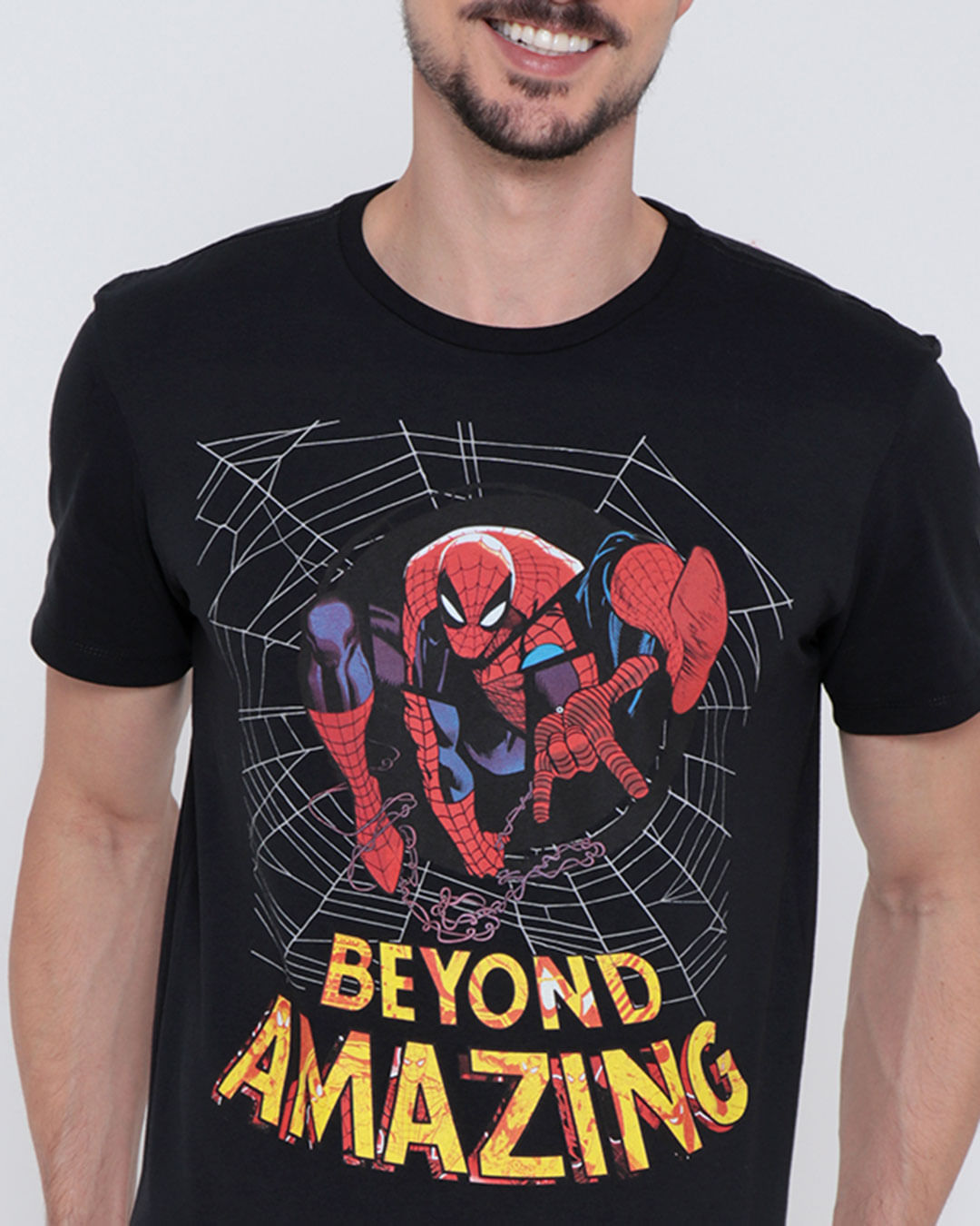 Camiseta-Masculina-Marvel-Homem-Aranha-Preta