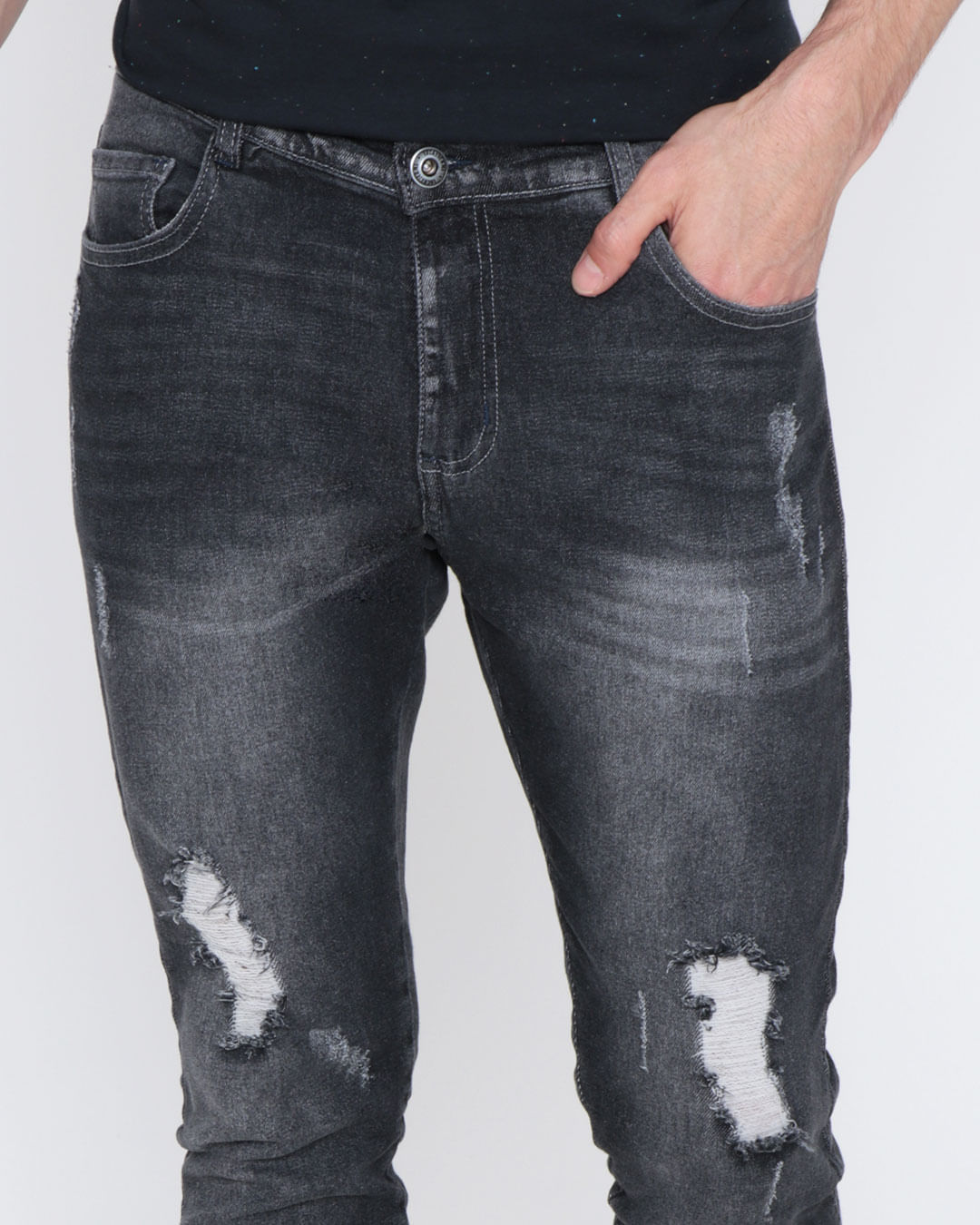 Calca-Jeans-Masculina-Skinny-Destroyed-Preta