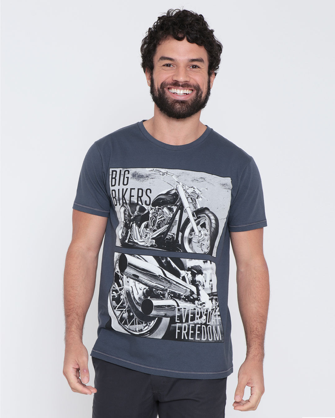 Camiseta-Masculina-Estampa-Big-Bikers-Cinza-Escuro