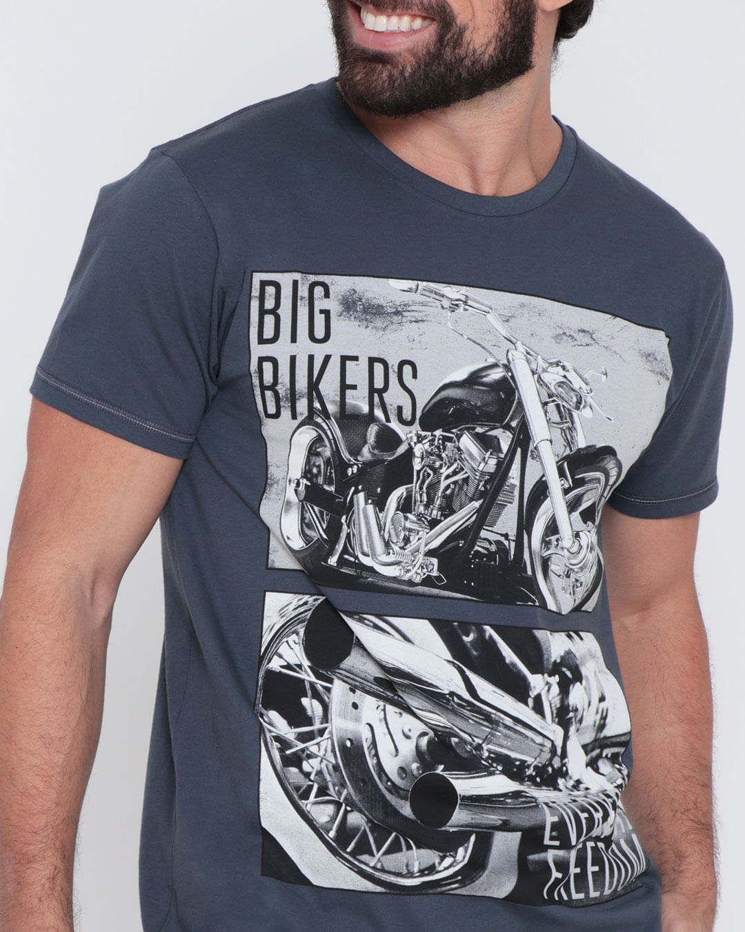 Camiseta-Masculina-Estampa-Big-Bikers-Cinza-Escuro