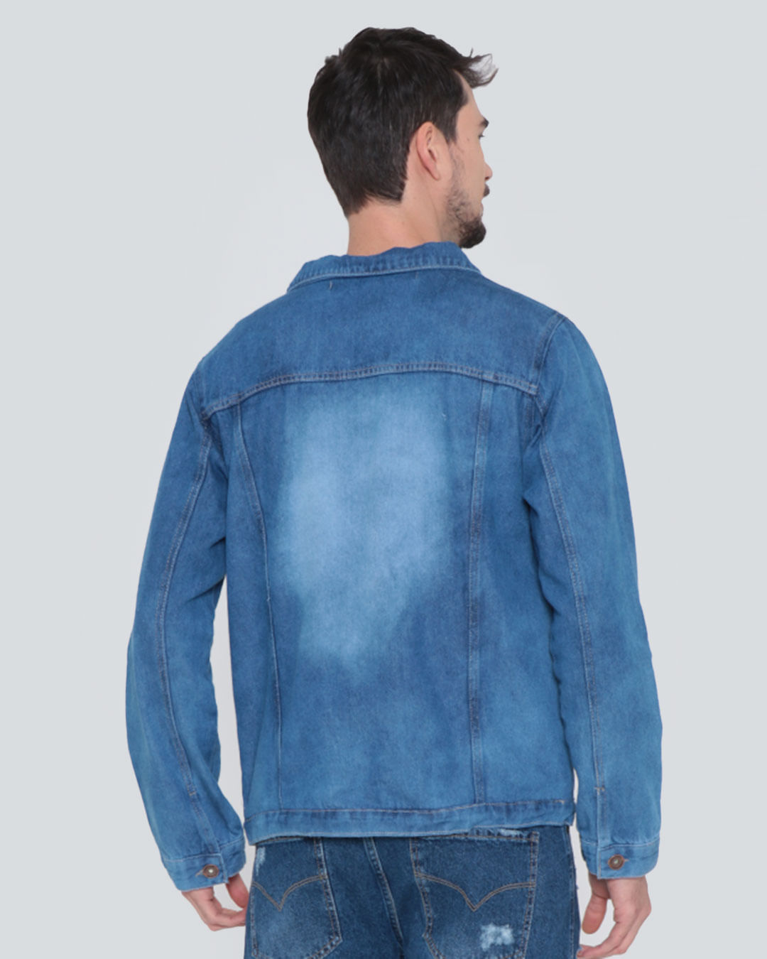 Jaqueta-Jeans-Masculina-Destroyed-Azul