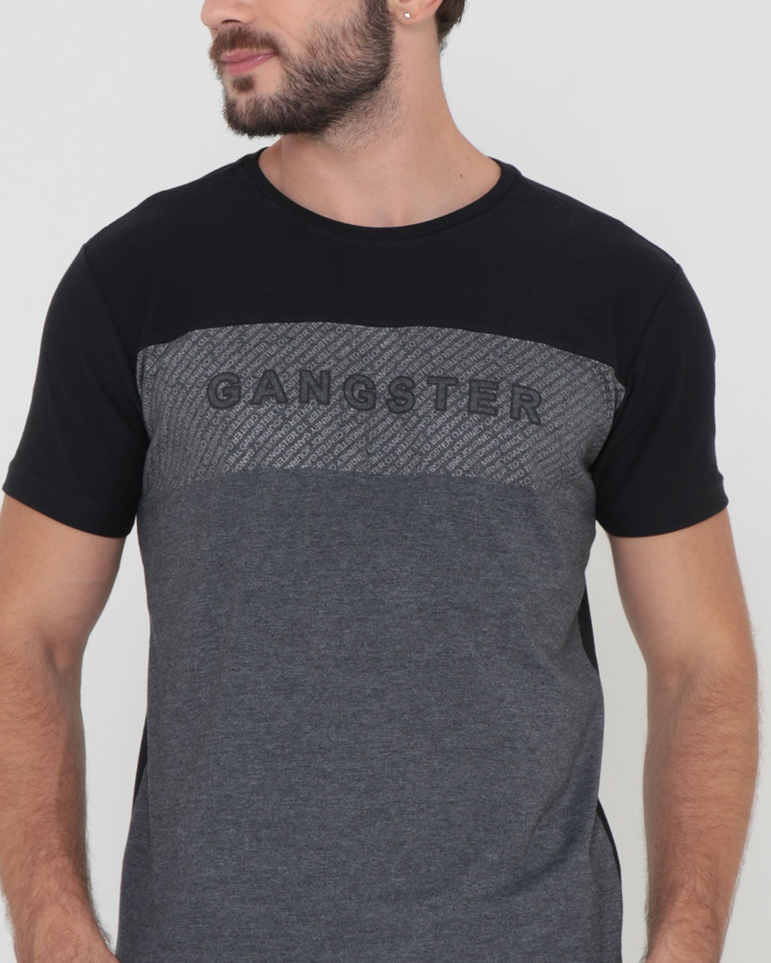 Camiseta-Masculina-Estampa-Gansgster-Preta