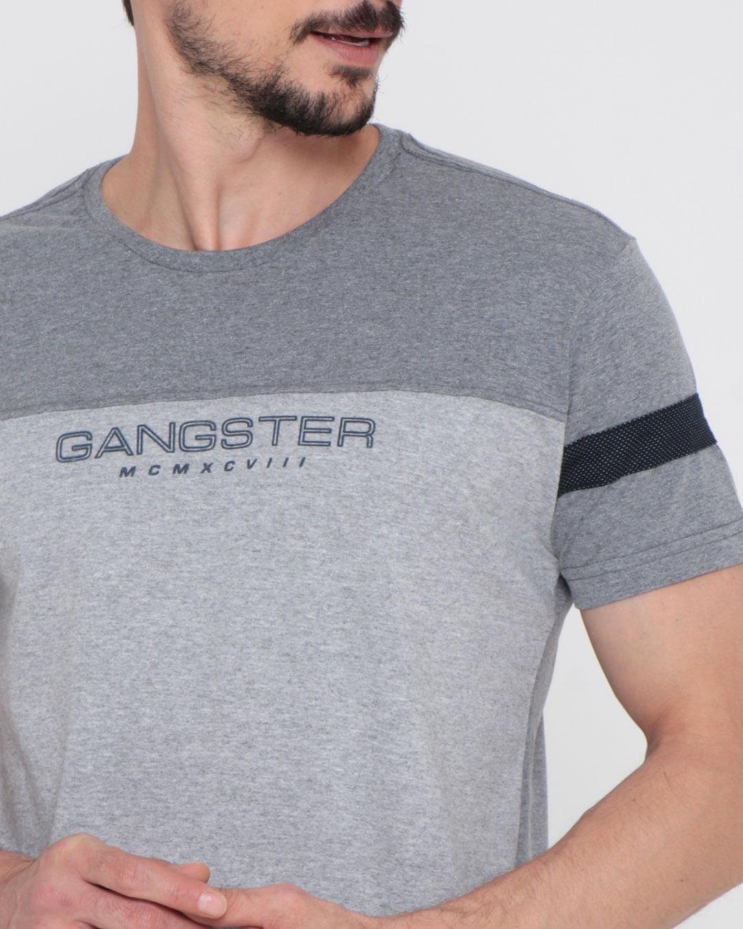 Camiseta-Masculina-Recorte-Gangster-Cinza