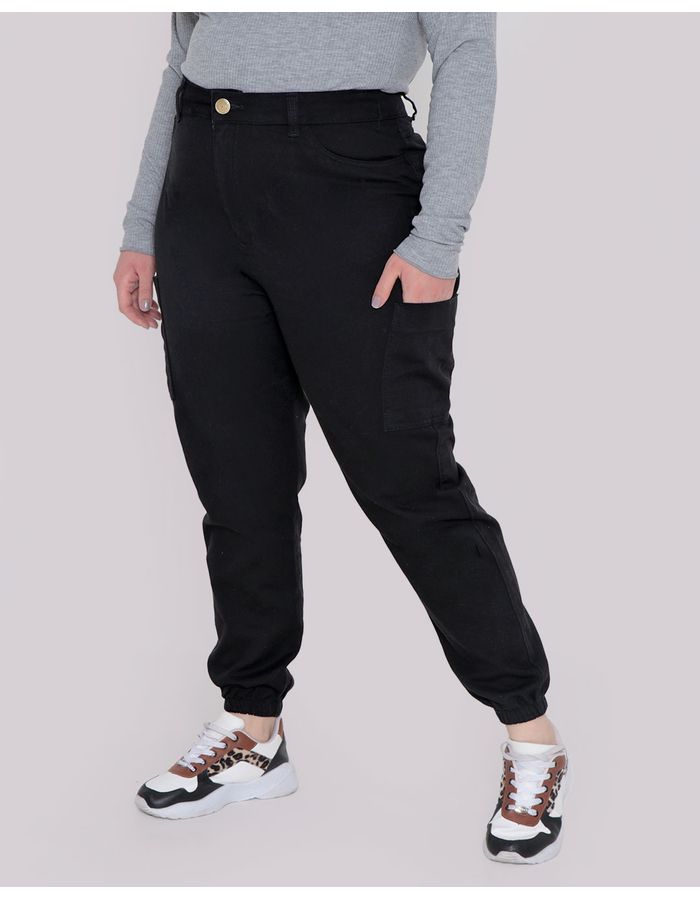 Calca-Sarja-Feminina-Plus-Size-Jogger-Preta