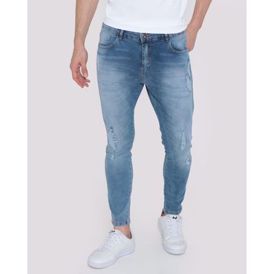 Calca-Jeans-Masculina-Cropped--Destroyed-Azul