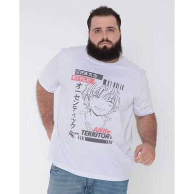 Camiseta-Masculina-Plus-Size-Anime-Botone-Branca