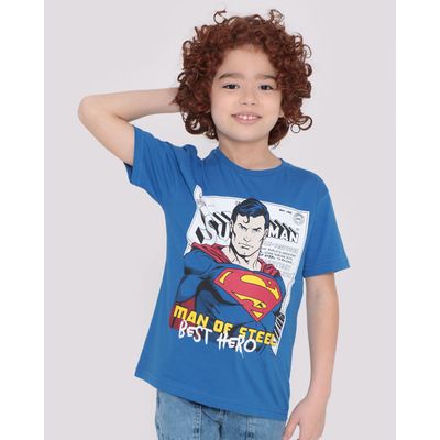 Camiseta-Infantil-Liga-da-Justica-Super-Homem-Azul