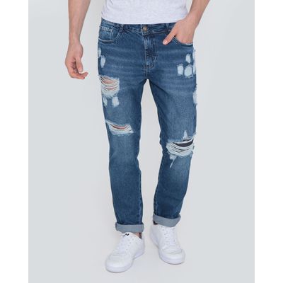 Calca-Jeans-Masculina-Destroyed-Azul-