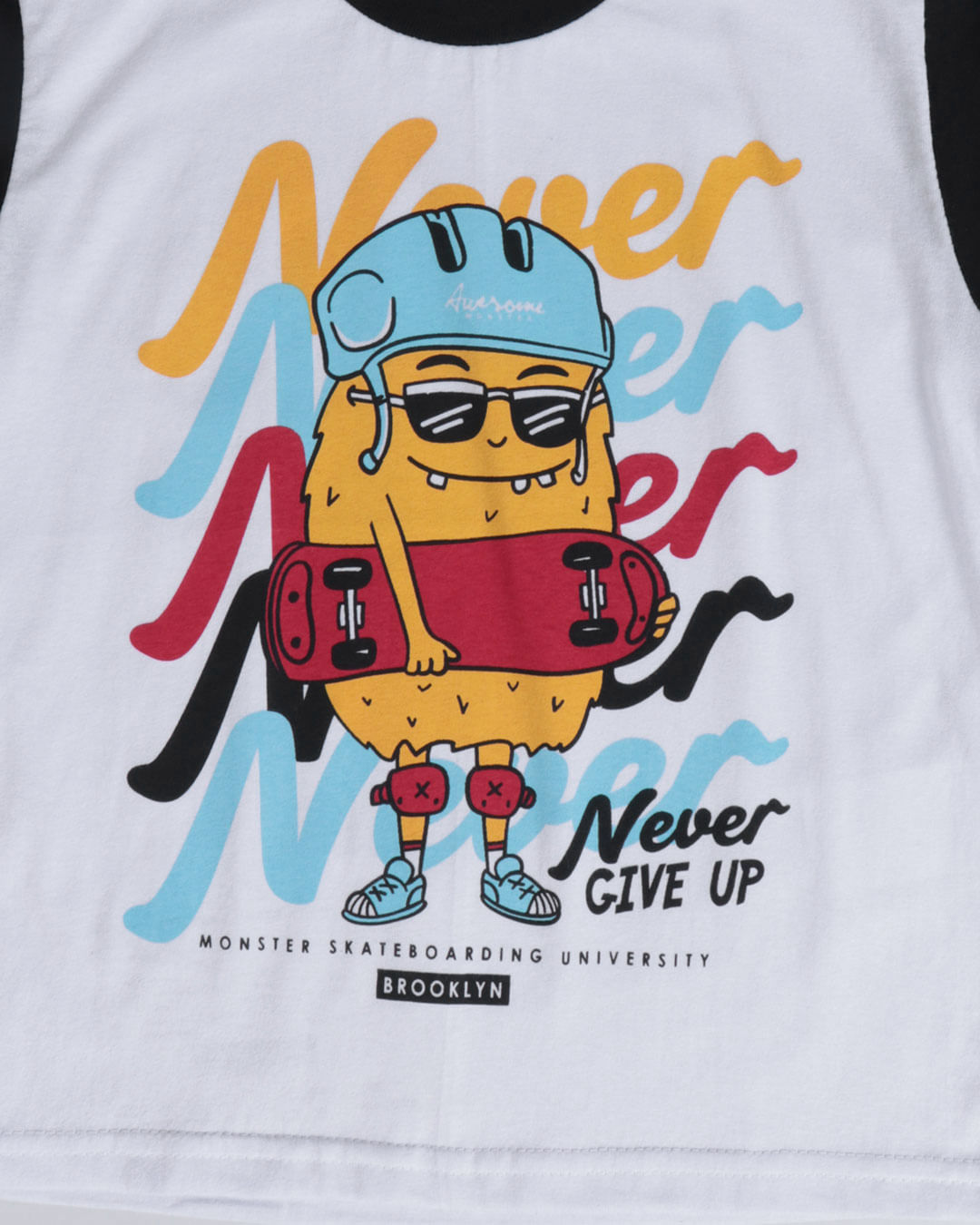 Camiseta-Bebe-Manga-Curta-Never-Give-UP-Branca