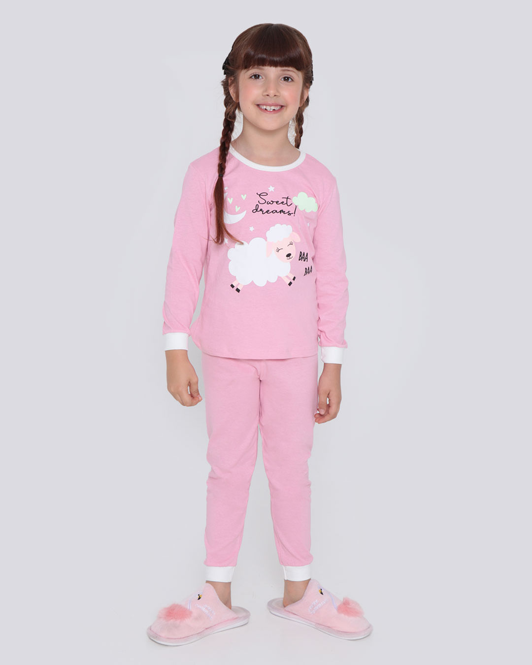 Pijama-Infantil-Longo-Ovelha-Sweet-Dreams-Rosa-Claro