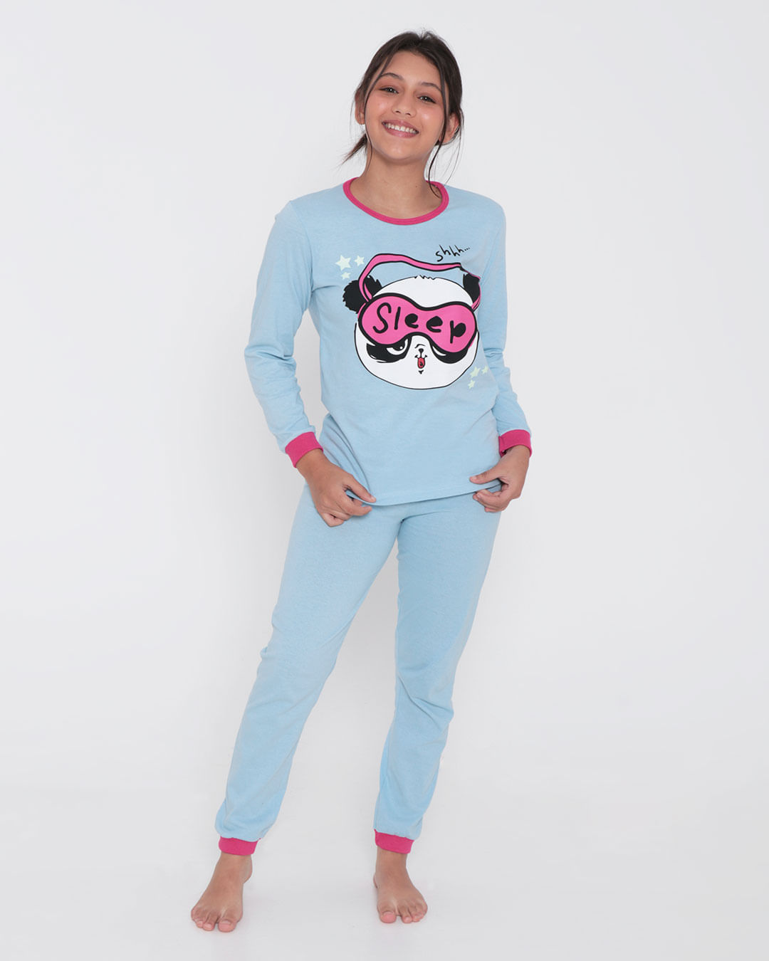 Pijama-Juvenil-Longo-Jogger-Panda-Azul-Claro