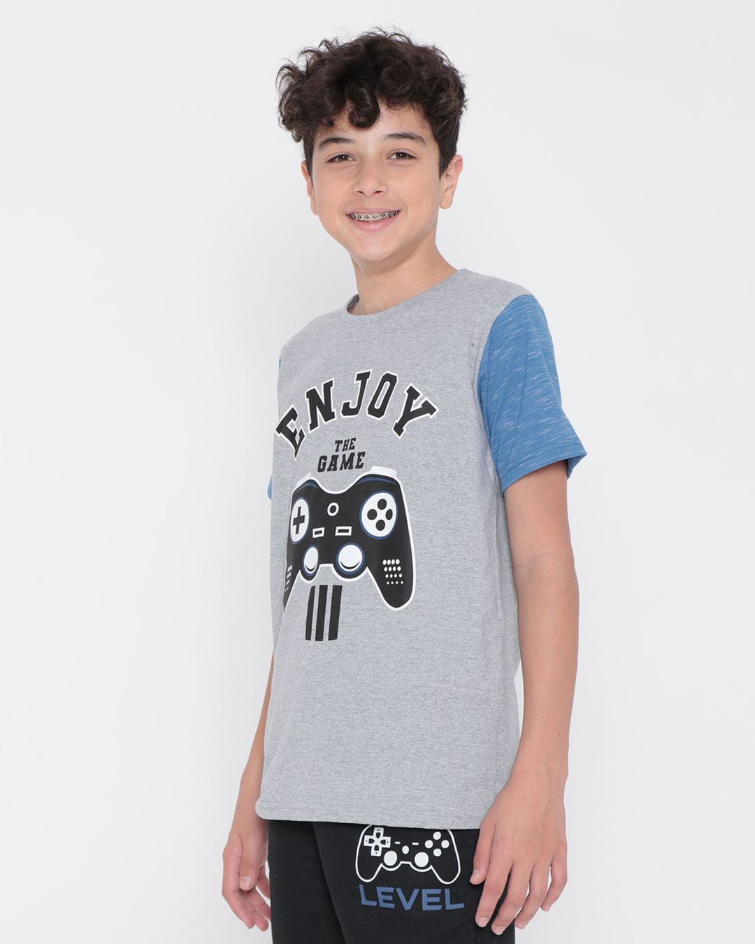 Camiseta-Juvenil-Enjoy-Game-Cinza-