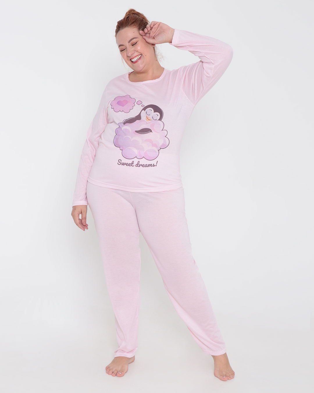 Pijama-Feminino-Plus-Size-Longo-Pinguim-Rosa-Claro