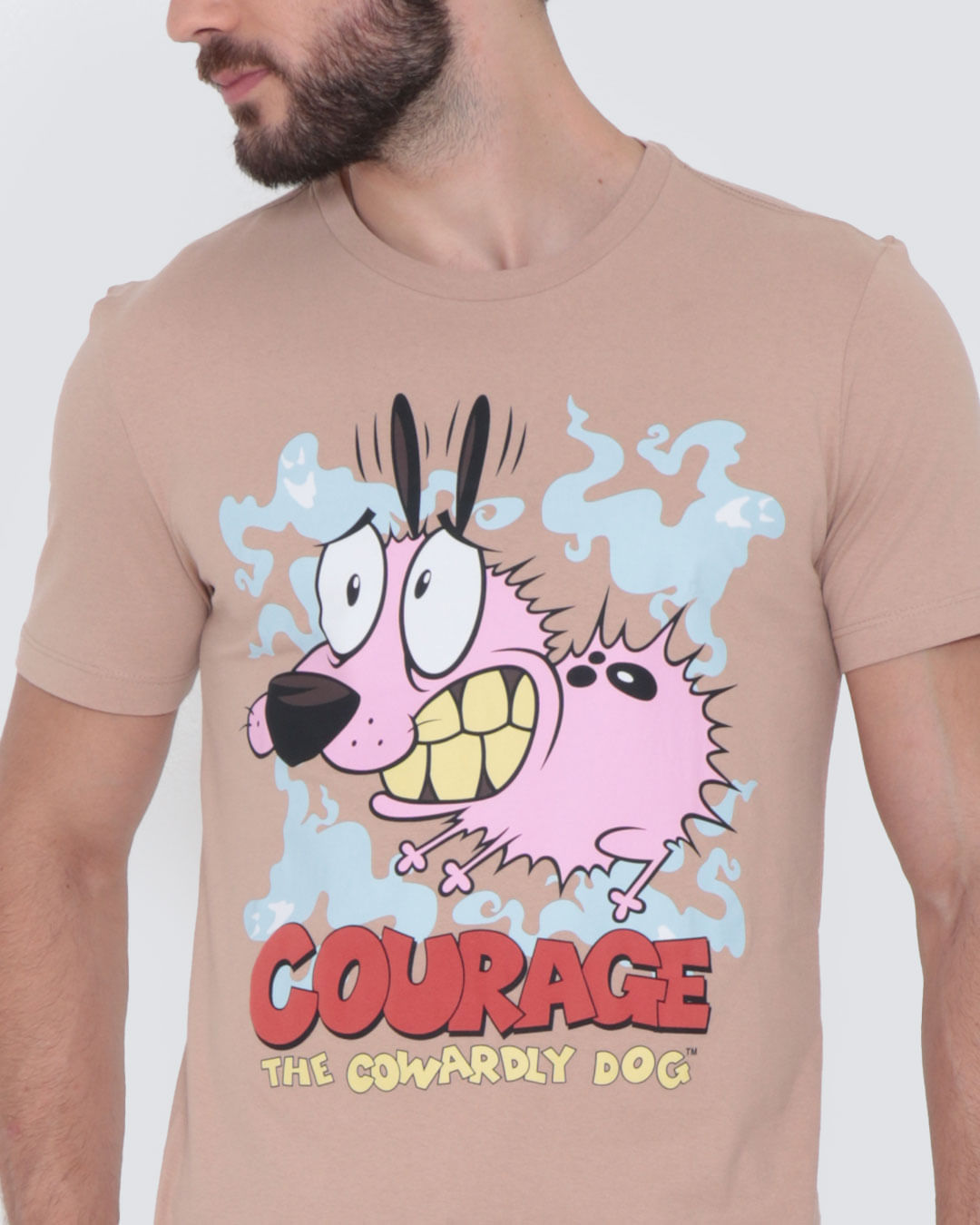 Camiseta-Masculina-Coragem-Cao-Covarde-Cartoon-Network-Bege--