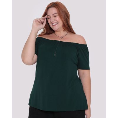 Blusa-Feminina-Plus-Size-Ciganinha-Verde-Escuro