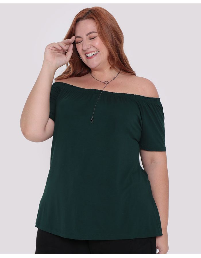 Blusa-Feminina-Plus-Size-Ciganinha-Verde-Escuro