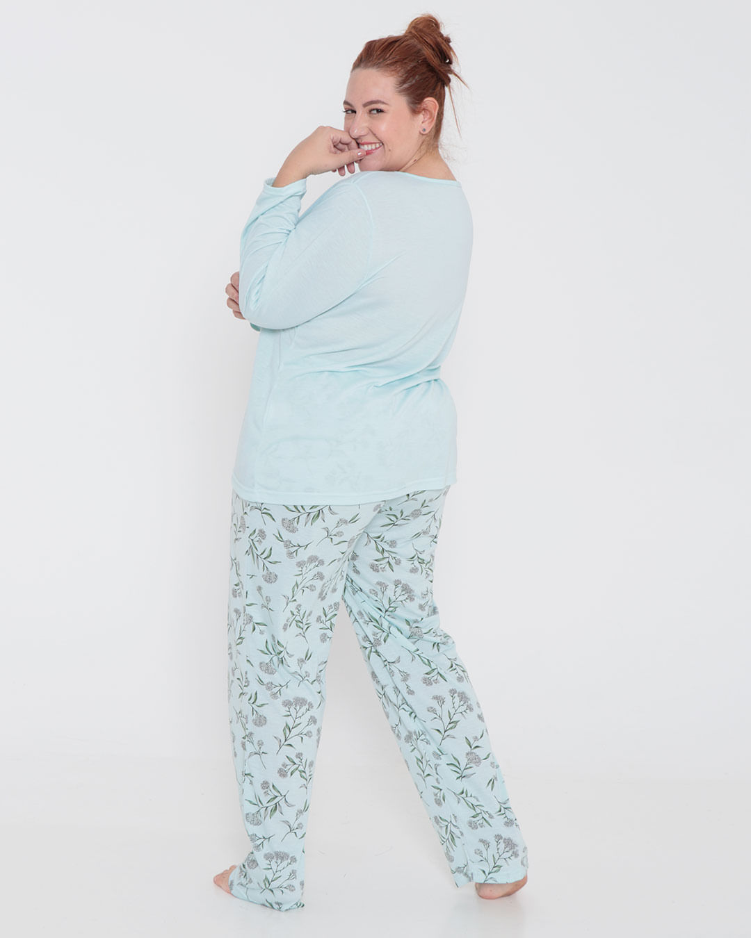 Pijama-Feminino-Plus-Size-Longo-Verde-Claro