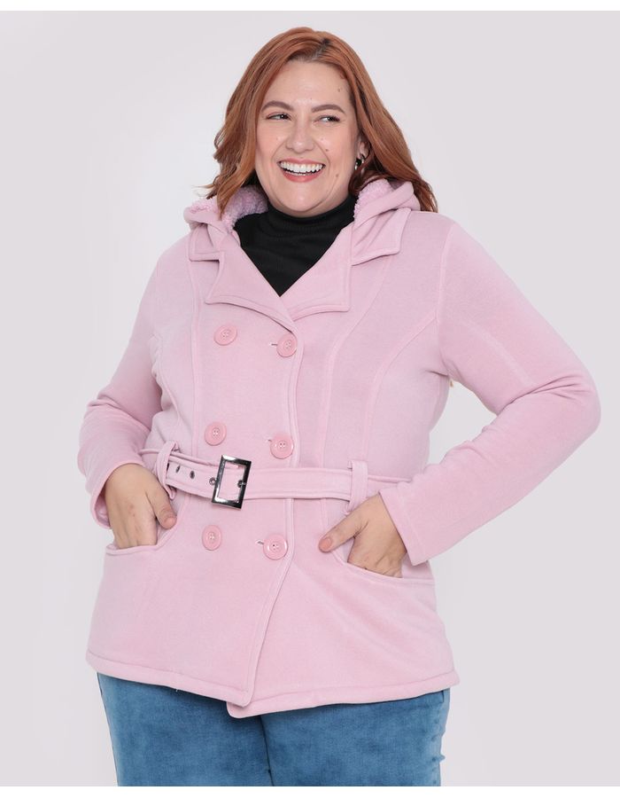 Casaco-Feminino-Plus-Size-Moletom-Rosa-Claro