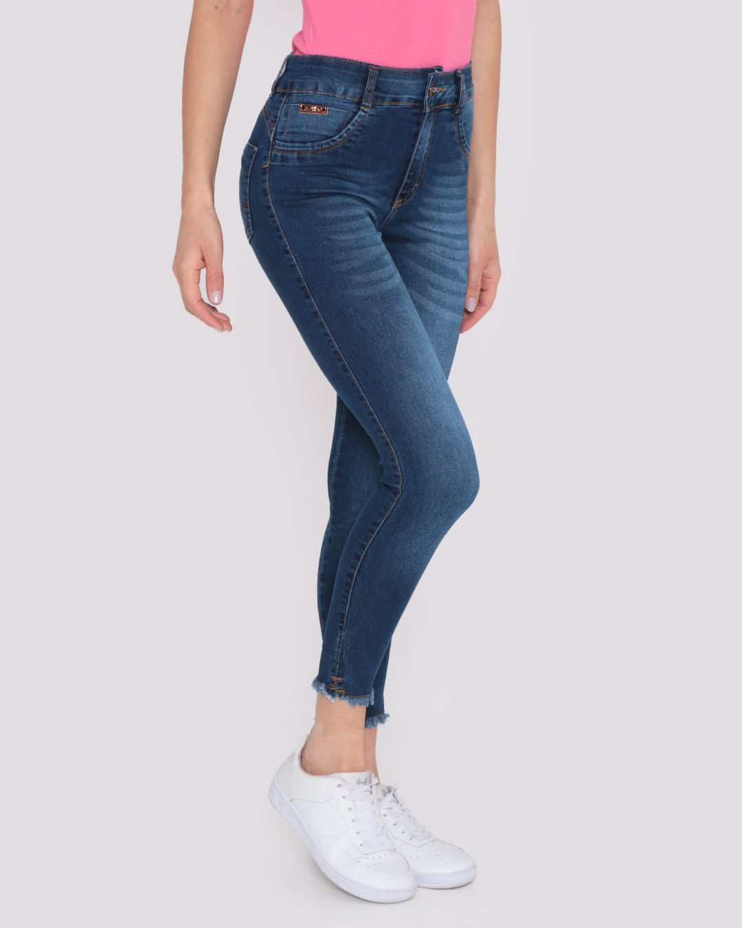 Calca-Jeans-Feminina-Biotipo-Skinny-Barra-Desfiada-Azul-Medio