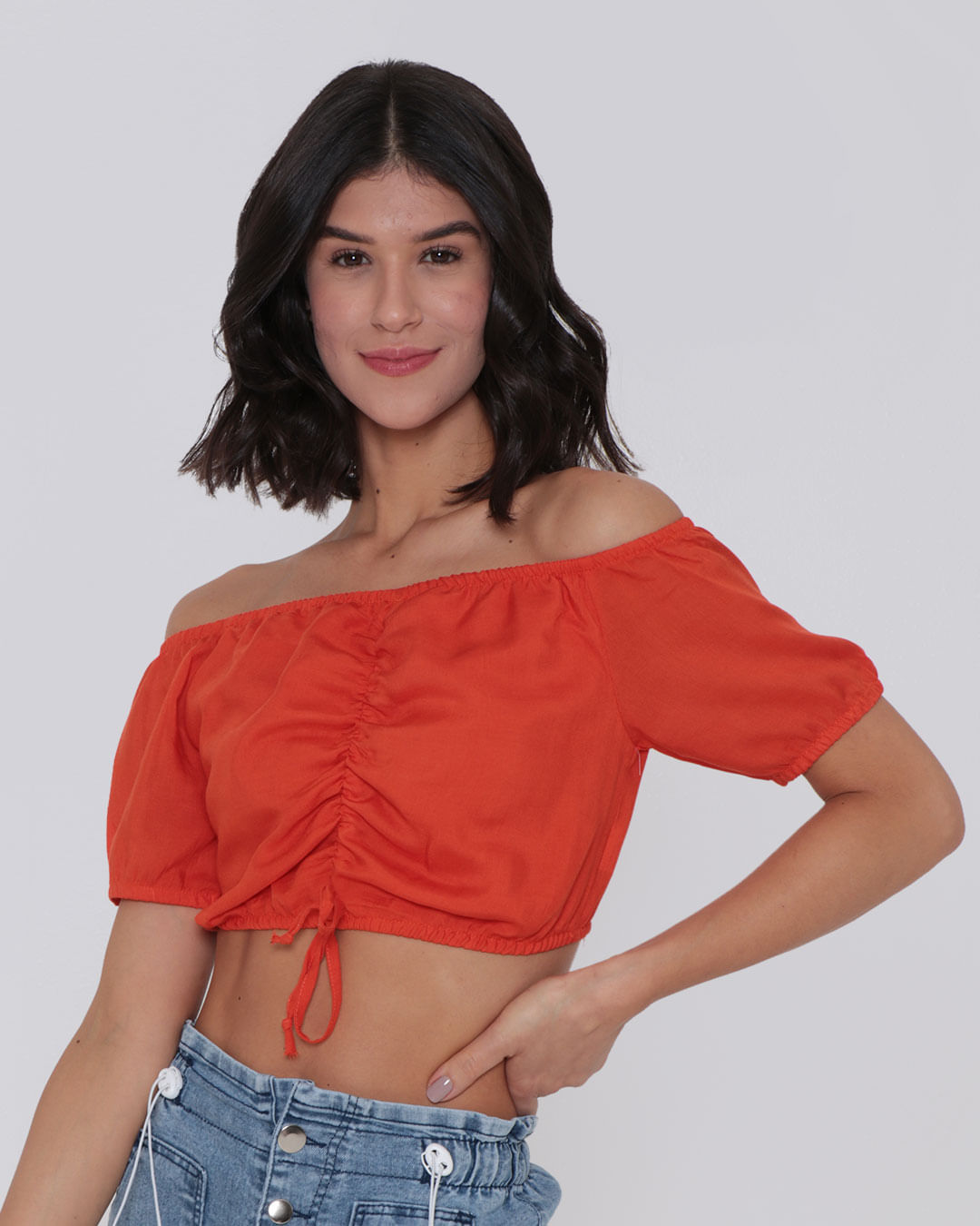 Blusa-Feminina-Cropped-Coulisse-Ciganinha-Laranja