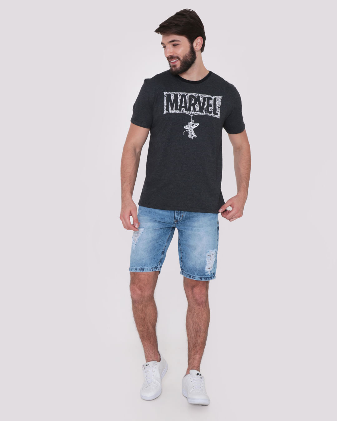 Camiseta-Masculina-Homem-Aranha-Marvel-Mescla-Escura