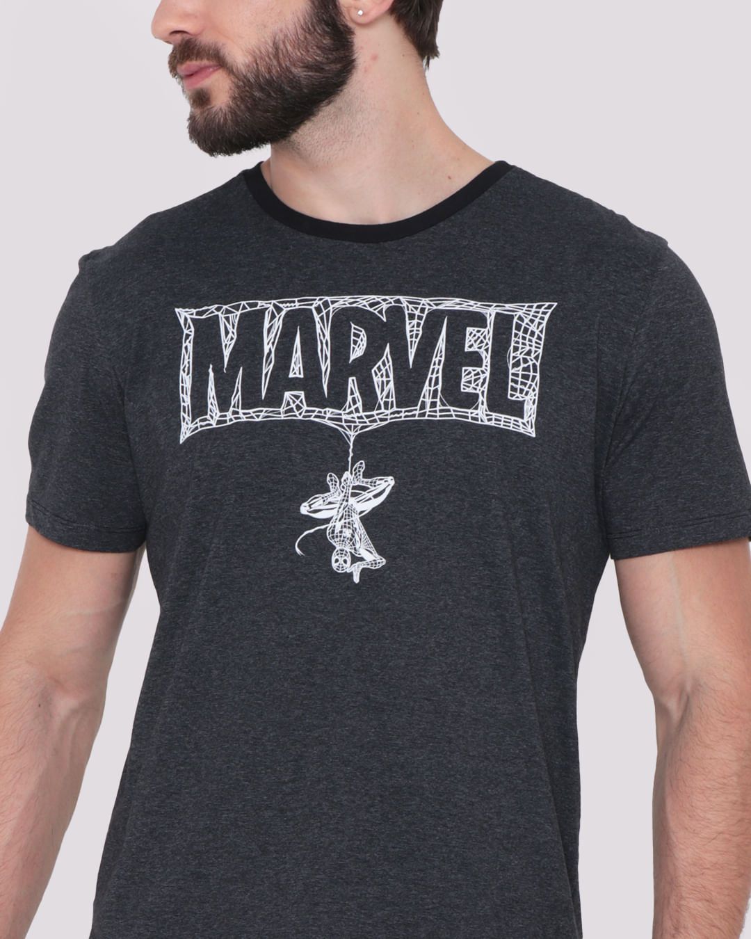 Camiseta-Masculina-Homem-Aranha-Marvel-Mescla-Escura