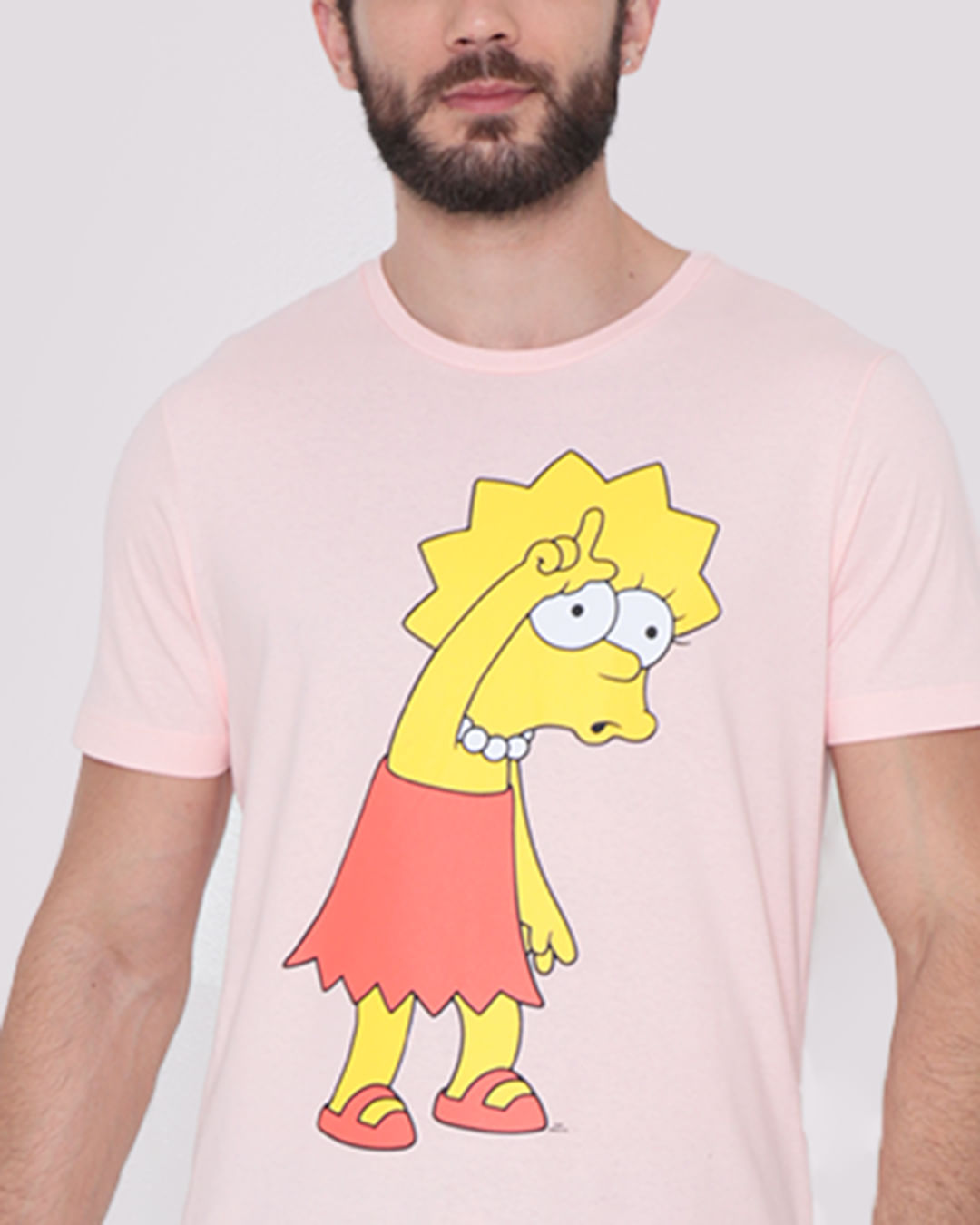 Camiseta-Masculina-Manga-Curta-Simpson-Rosa-Claro