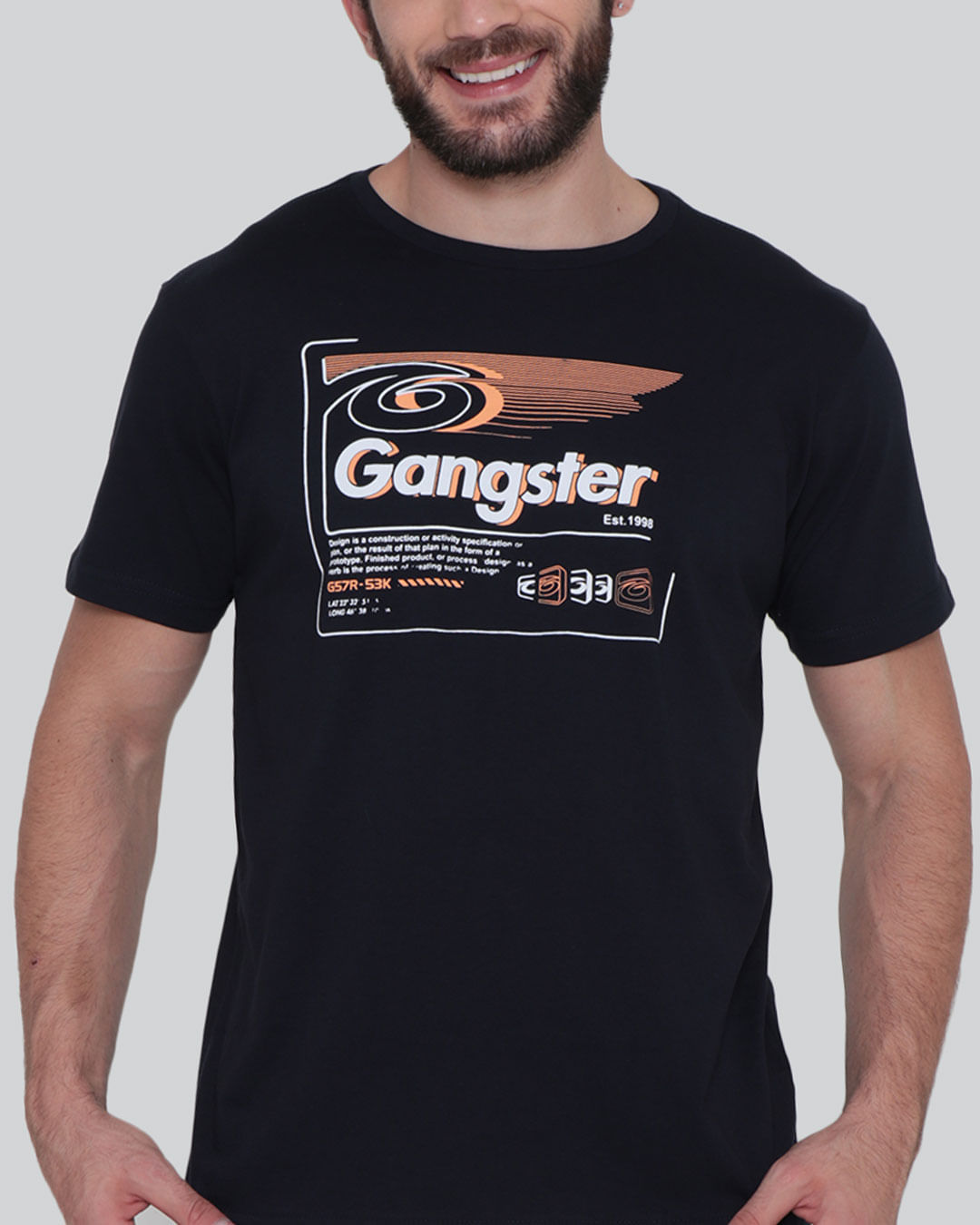 Camiseta-Masculina-Estampa-Gangster-Azul-Marinho